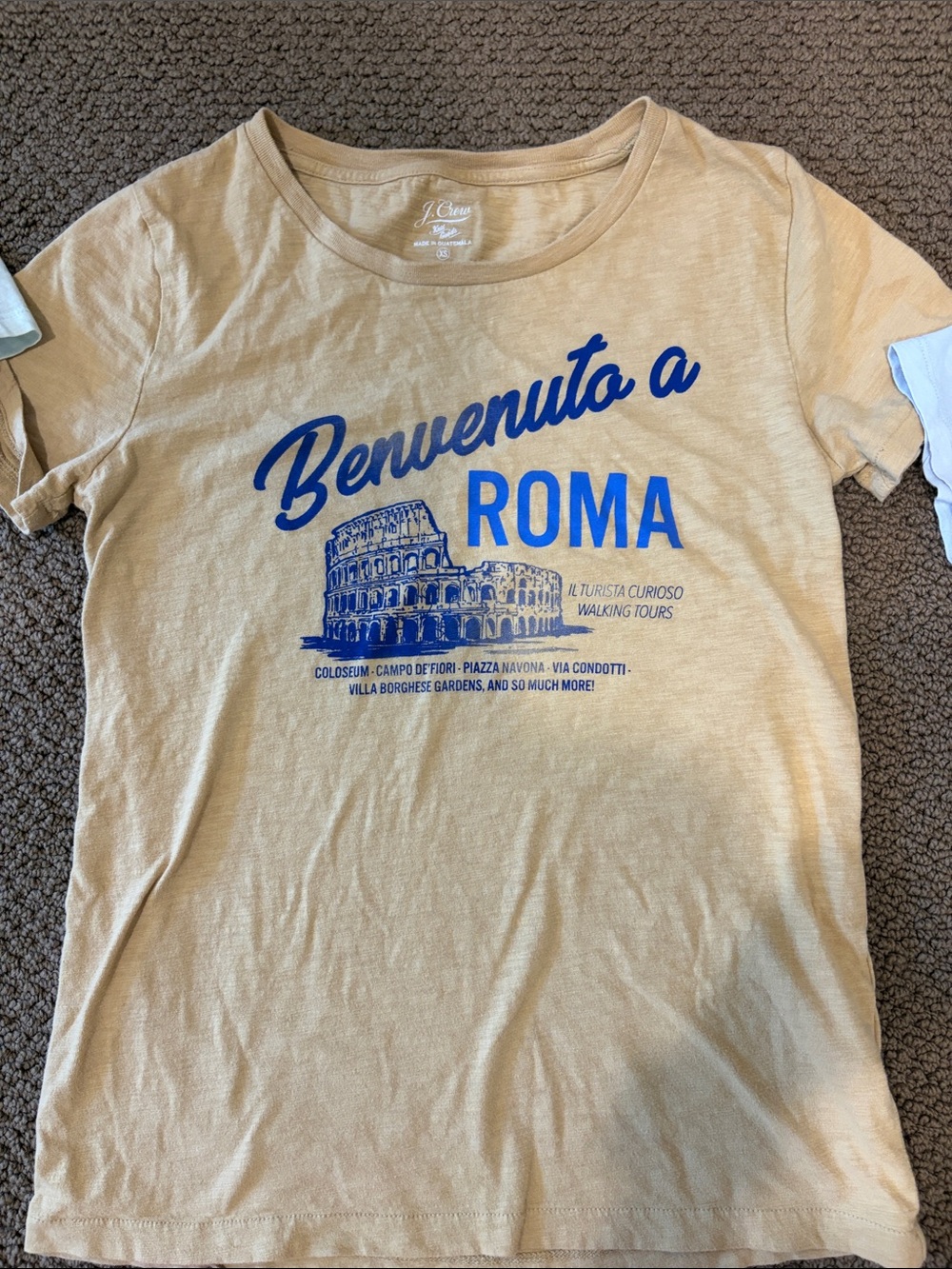 J. Crew Yellow Tee with Blue Rome Graphic